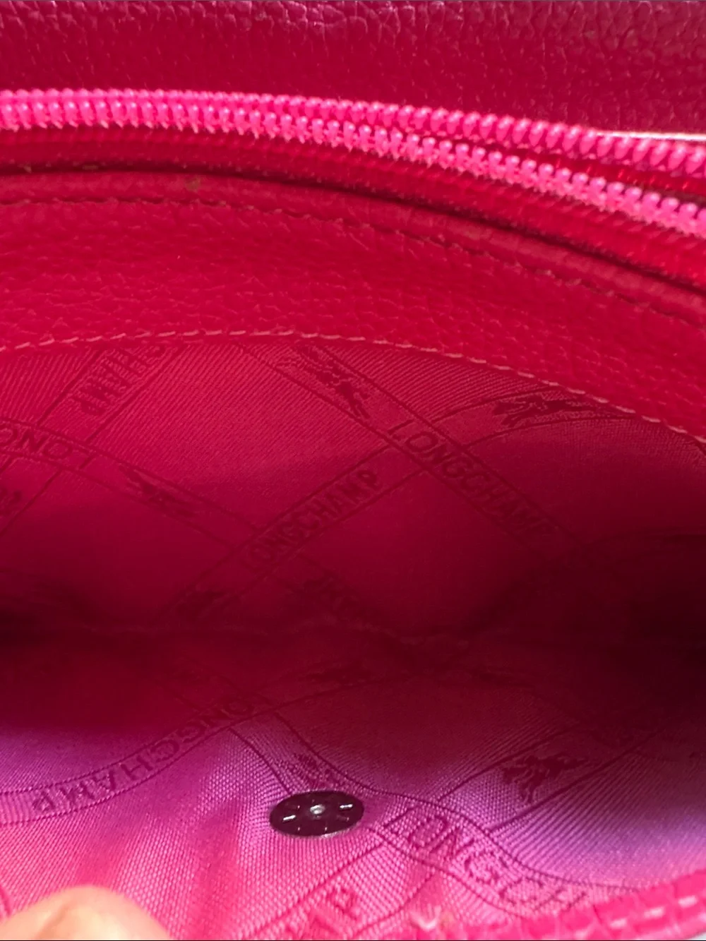 Longchamp Hot Pink Leather Clutch with Buckle Strap